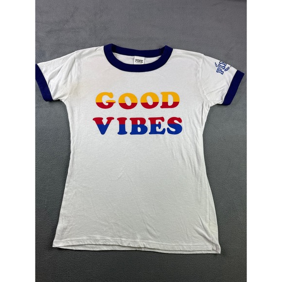 Victoria’s Secret PINK Good Vibes T Shirt Size XS‎ - Picture 1 of 6